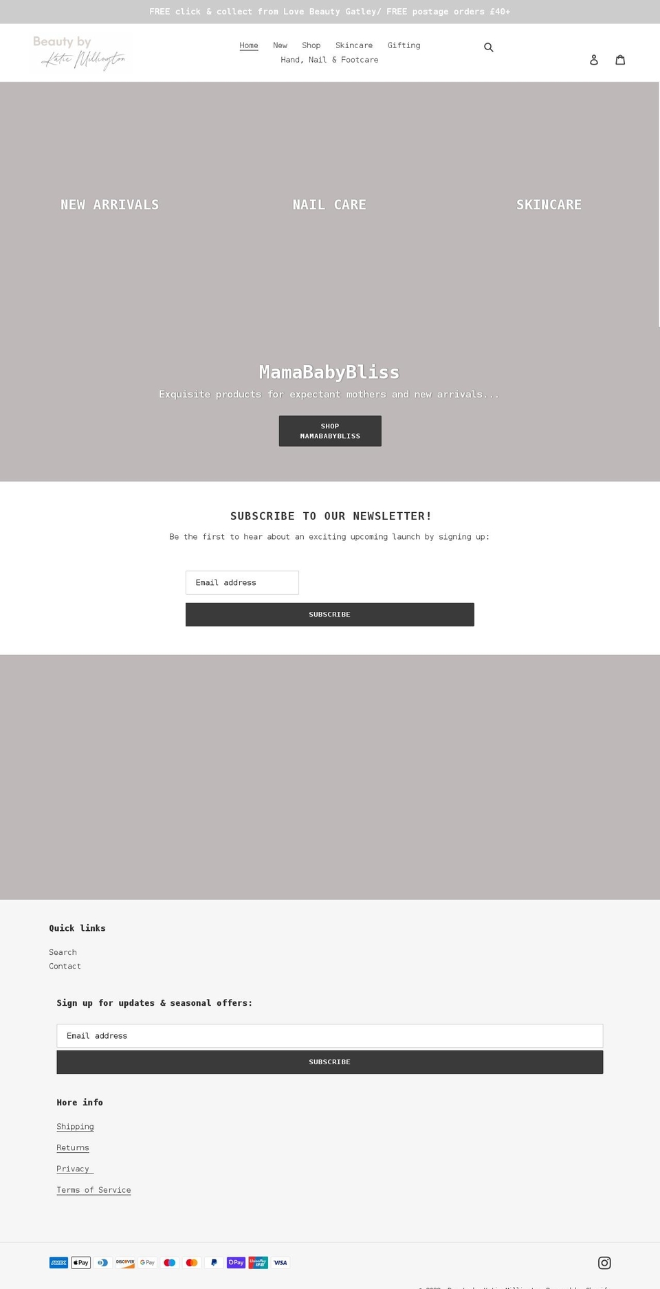 beautybykatiemillington.com shopify website screenshot