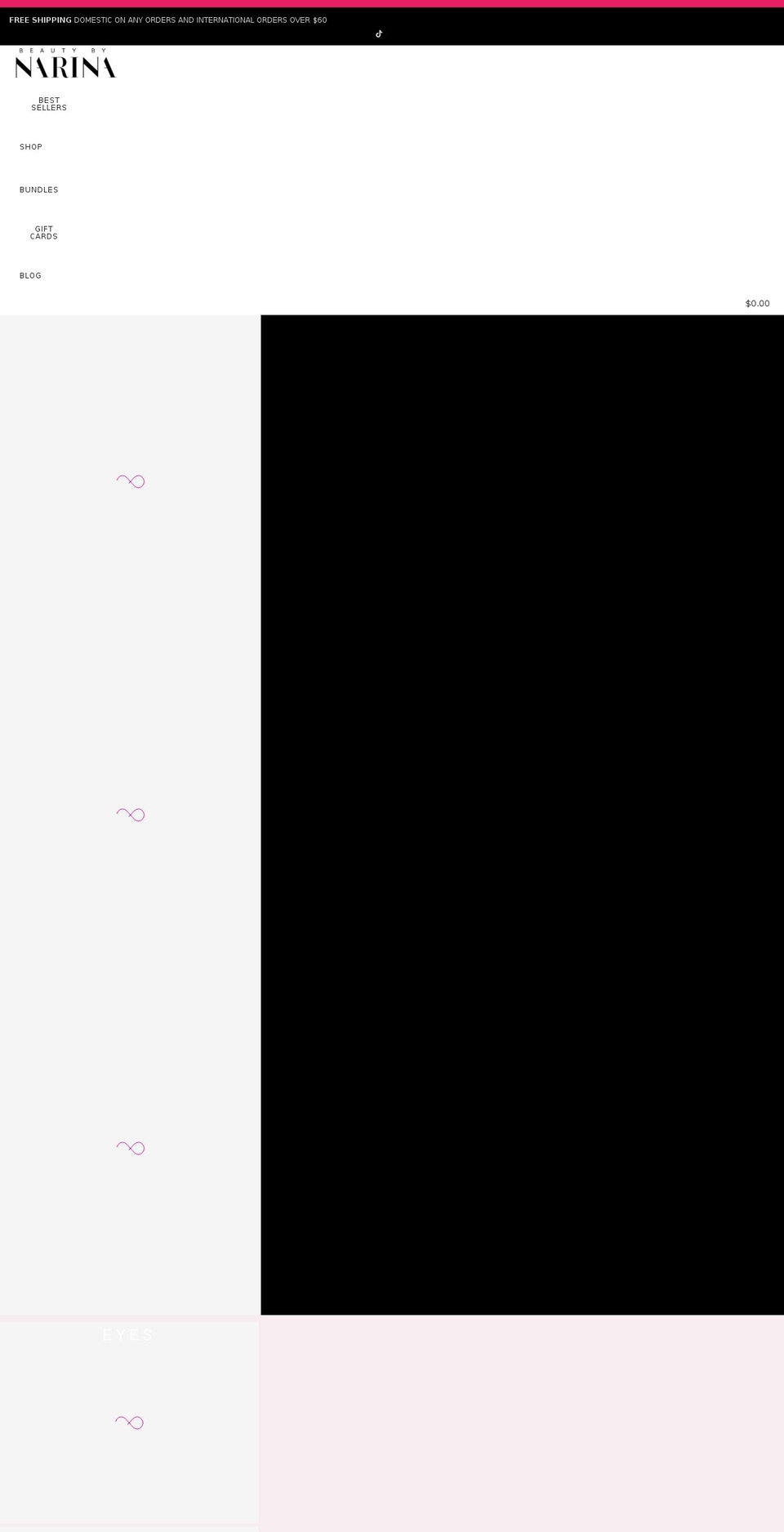 beautybynarina.com shopify website screenshot