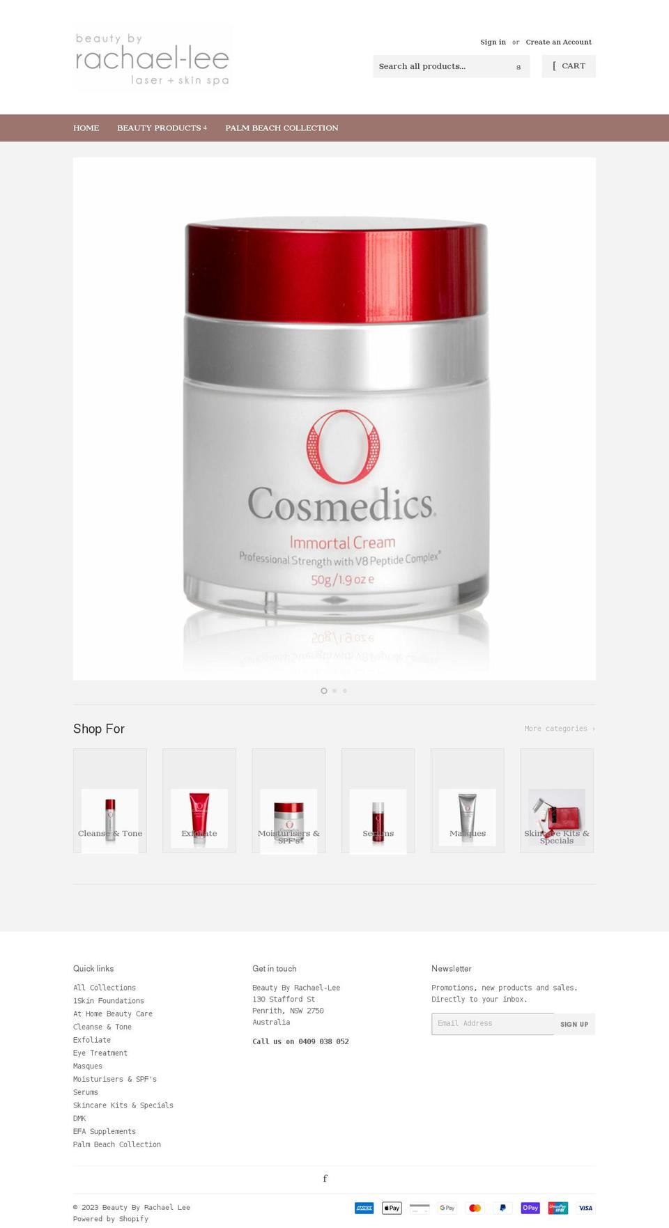 beautybyrachaellee.com.au shopify website screenshot
