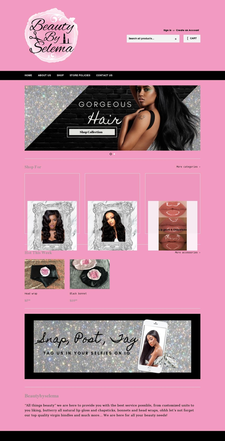 beautybyselema.com shopify website screenshot