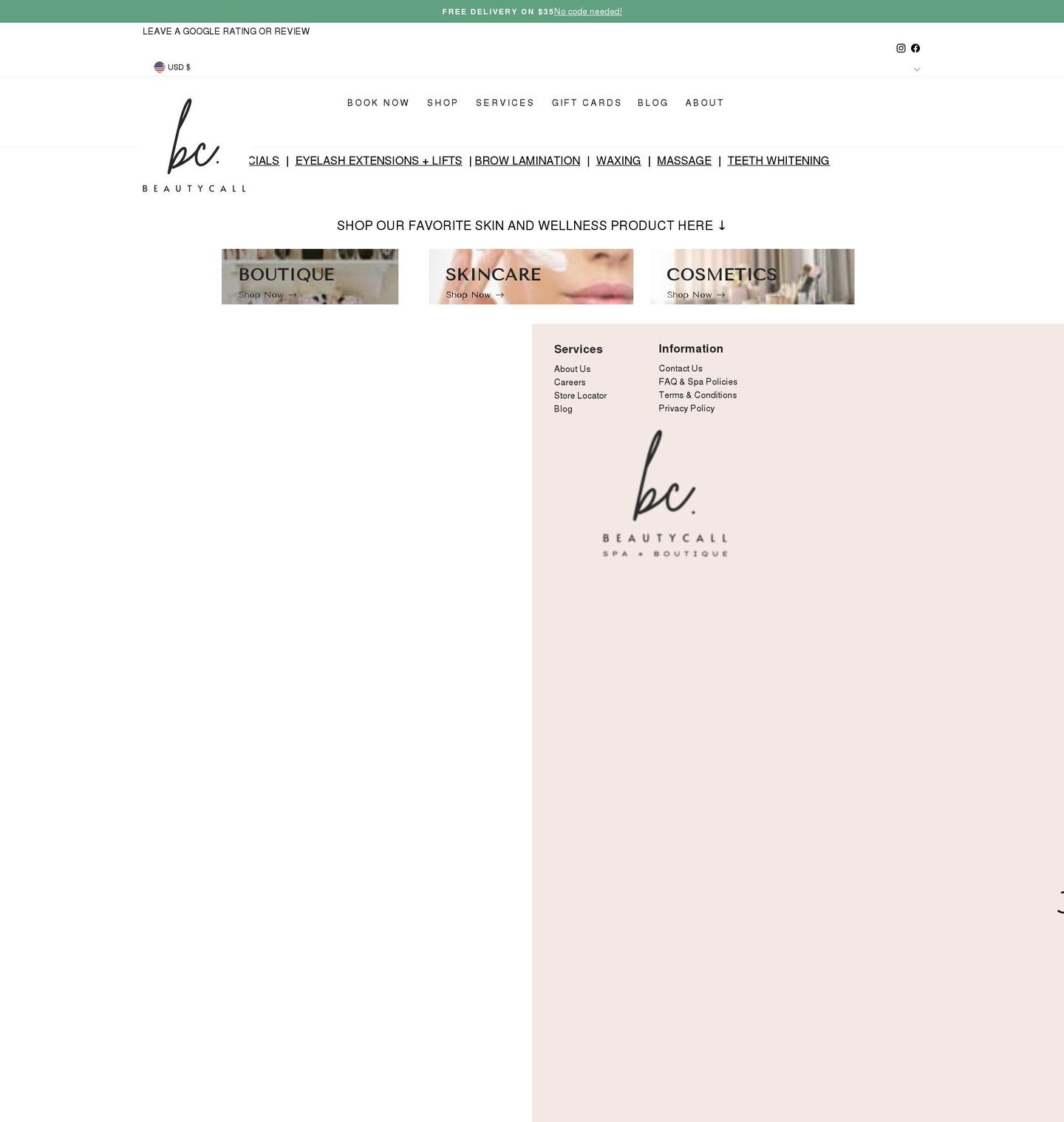 beautycallcharleston.com shopify website screenshot