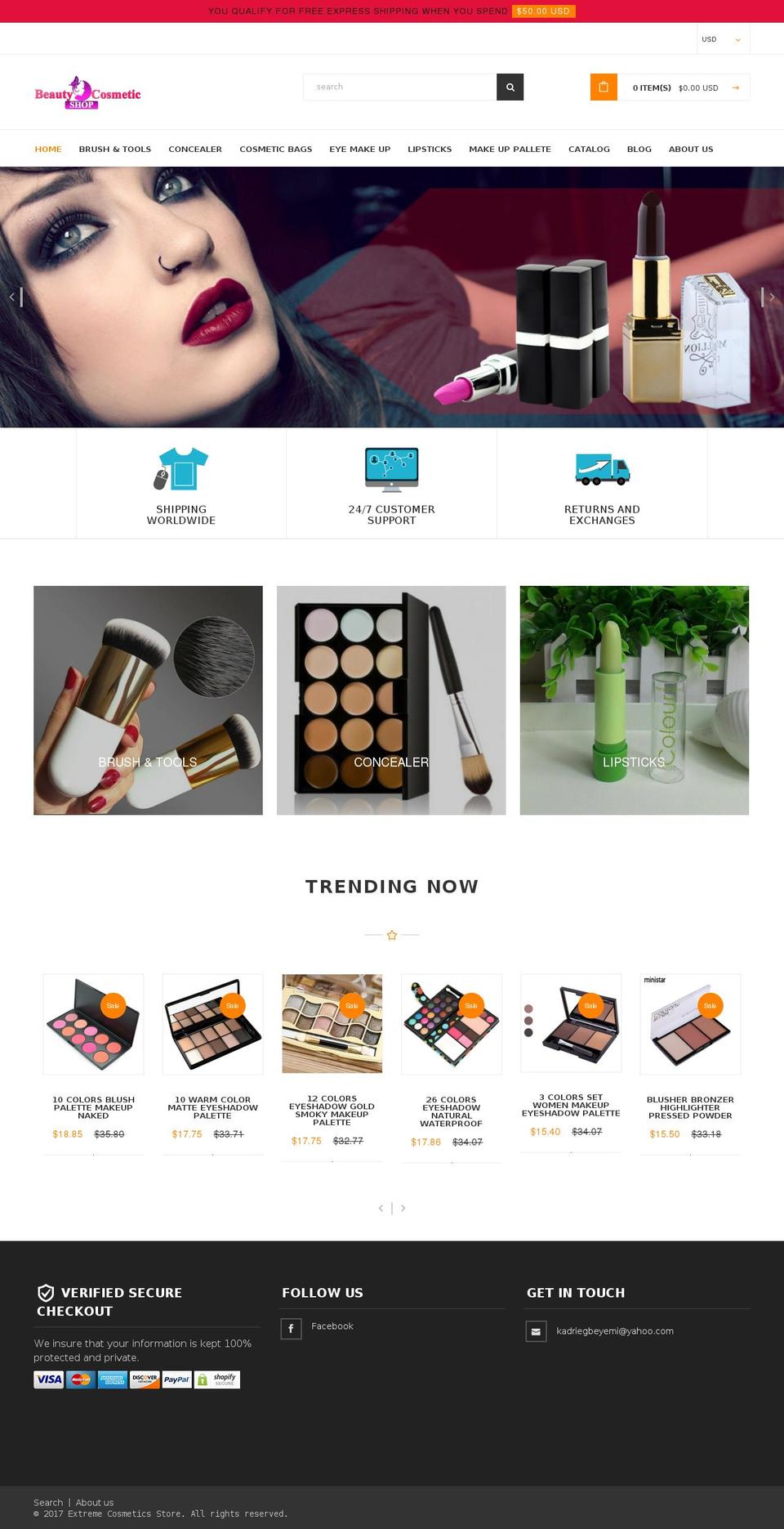 extravagant-theme Shopify theme site example beautycosmeticshop.com