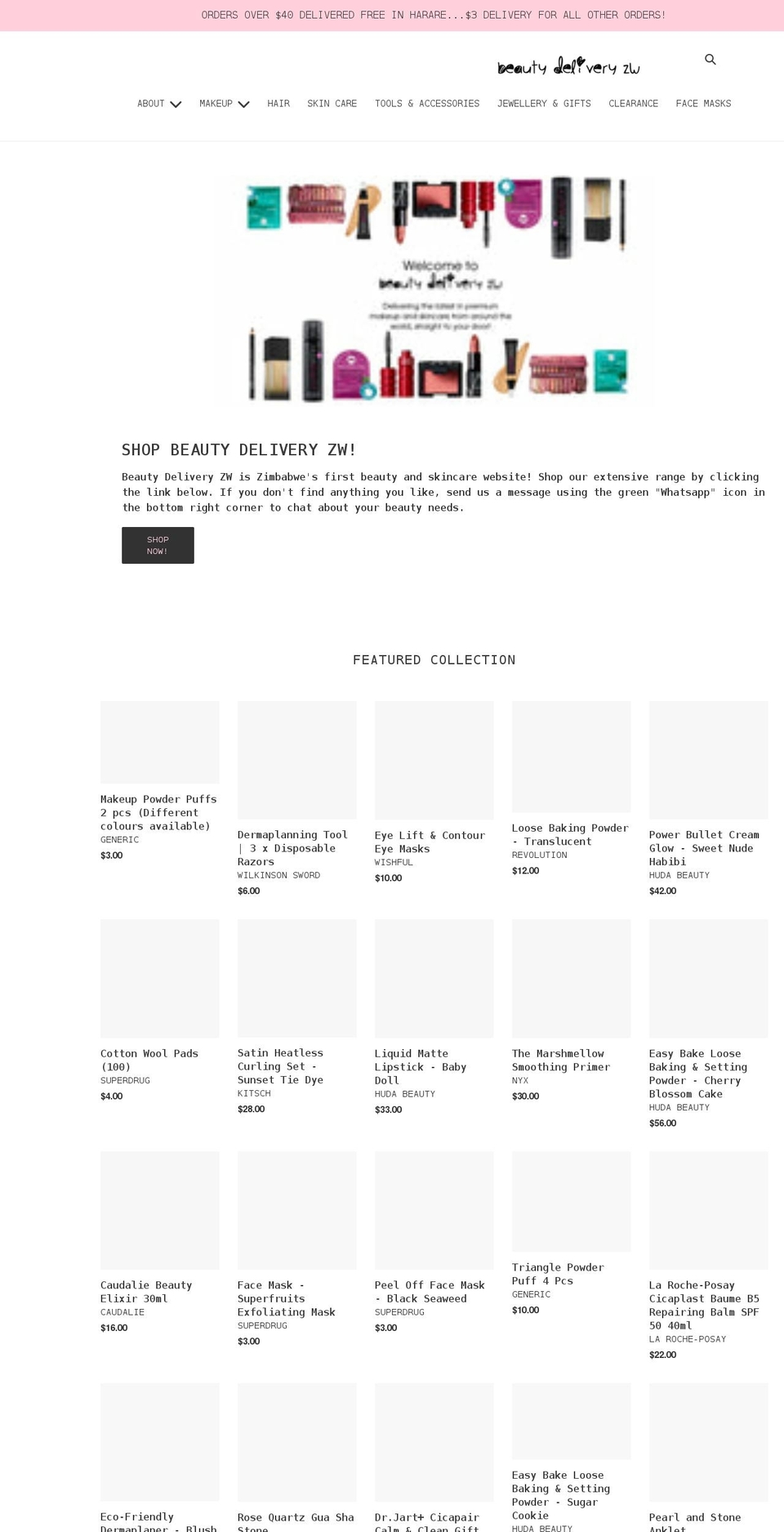 beautydeliveryzw.com shopify website screenshot