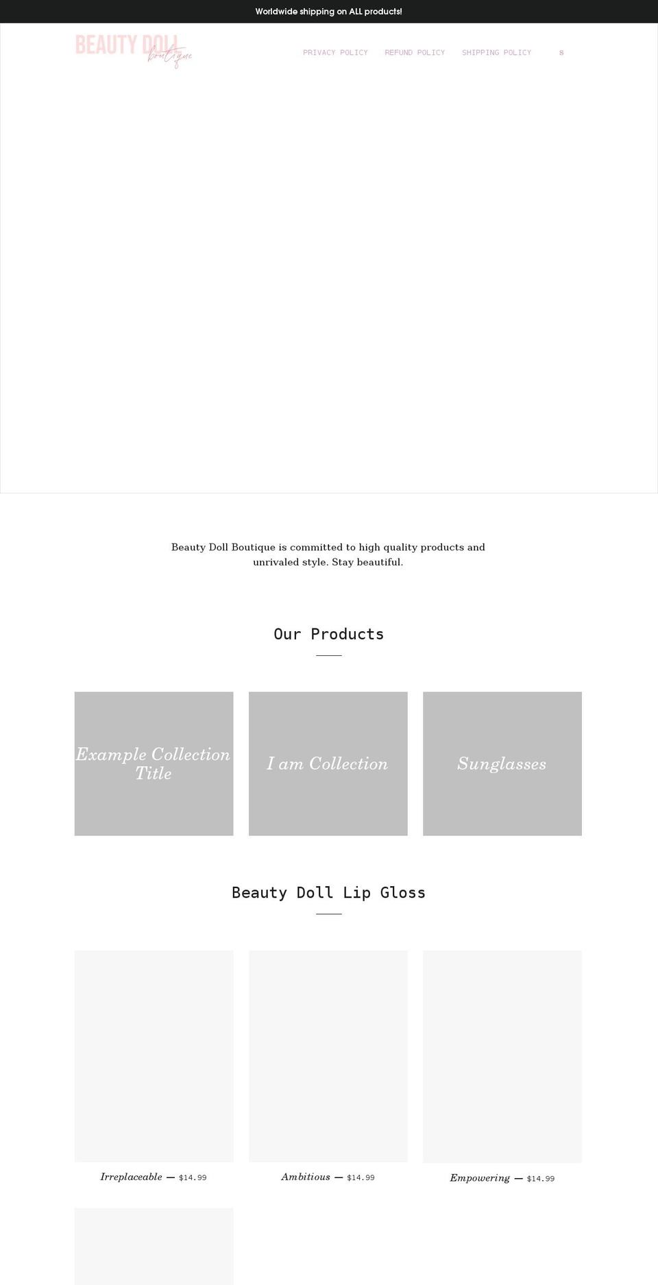 beautydollboutique.com shopify website screenshot