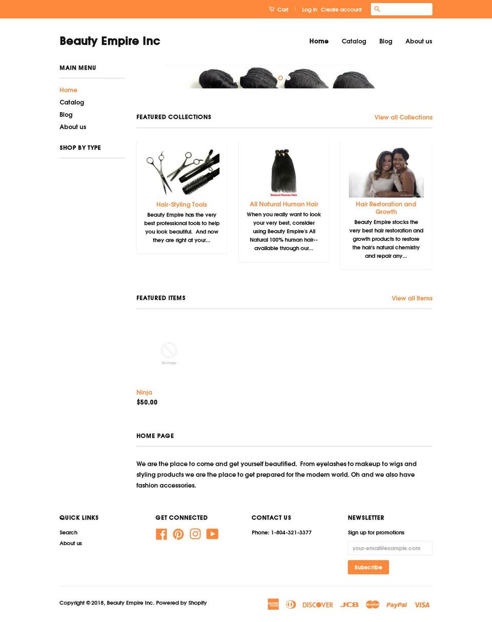 beautyempire.biz shopify website screenshot