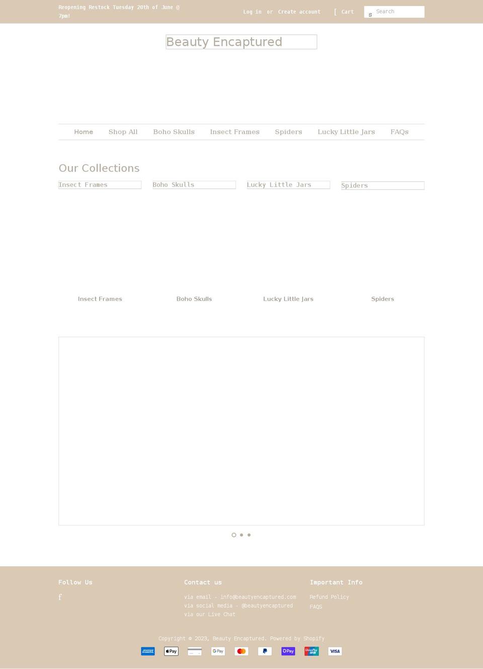beautyencaptured.com shopify website screenshot