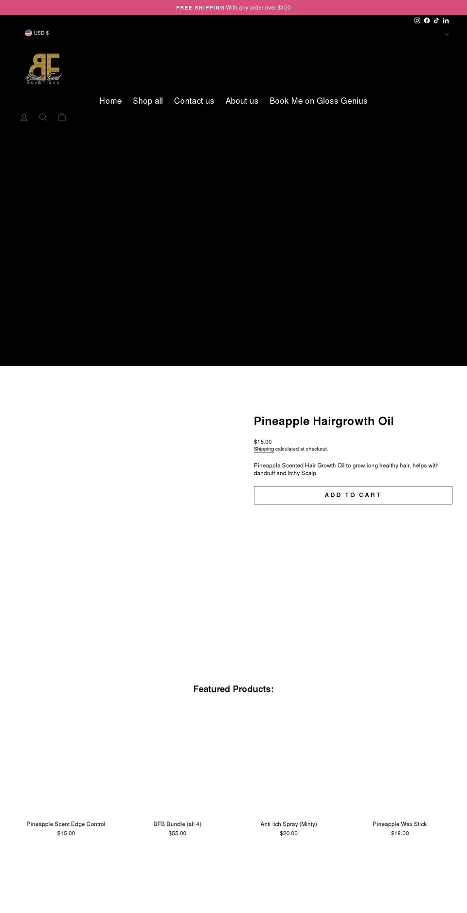 beautyfiendbeautique.com shopify website screenshot