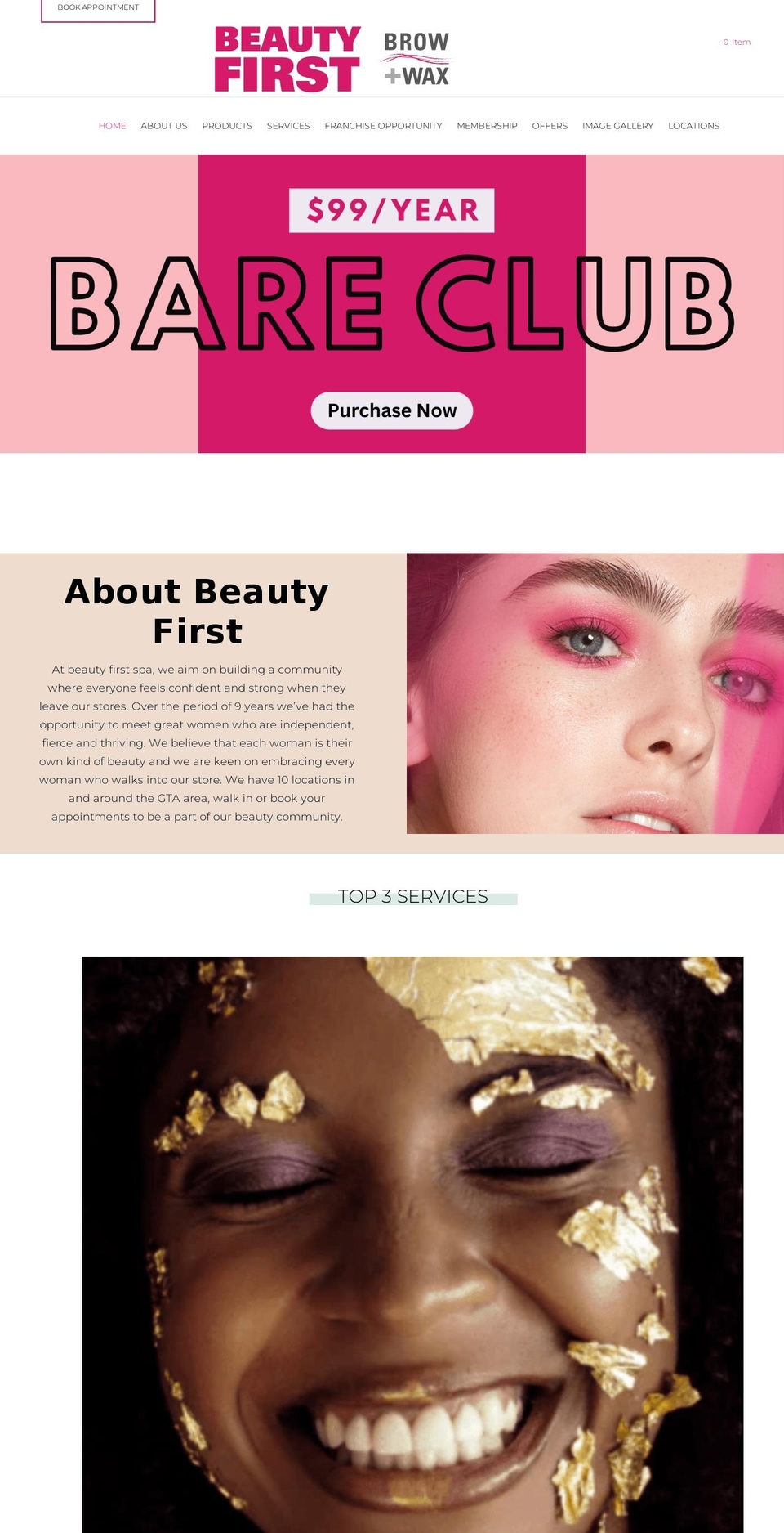 beautyfirstspa.com shopify website screenshot