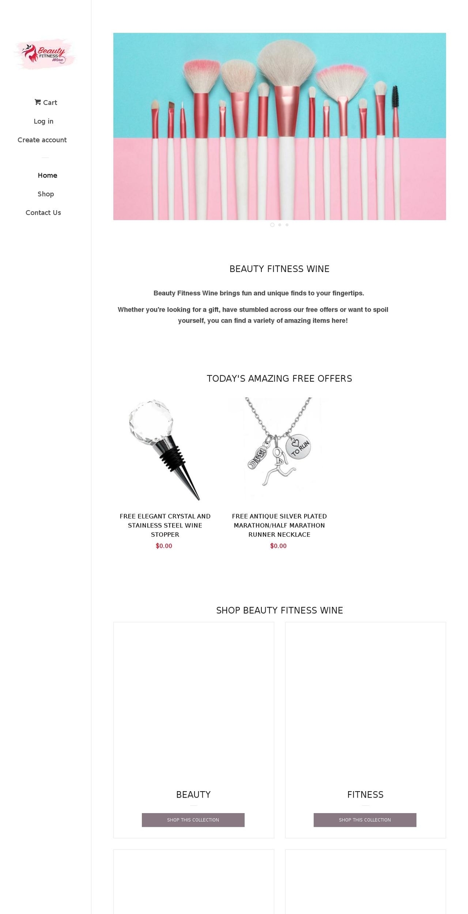 beautyfitnesswine.com — Shopify storefront screenshot