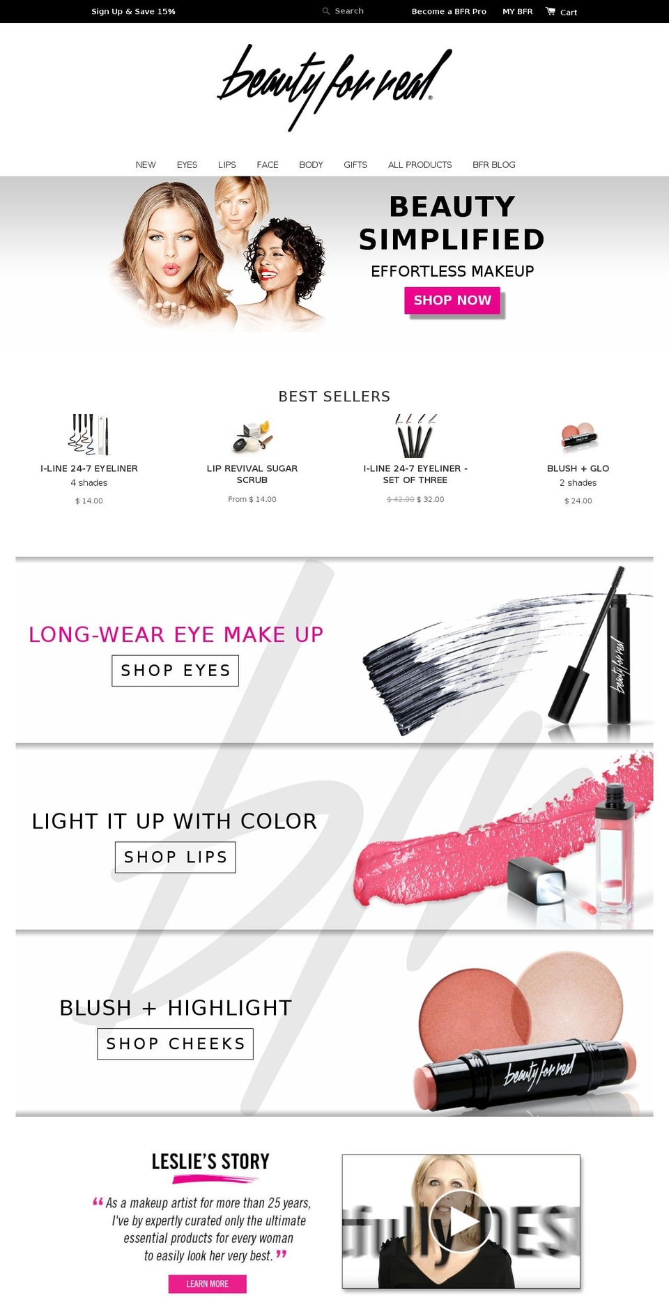 beautyforreal.com shopify website screenshot