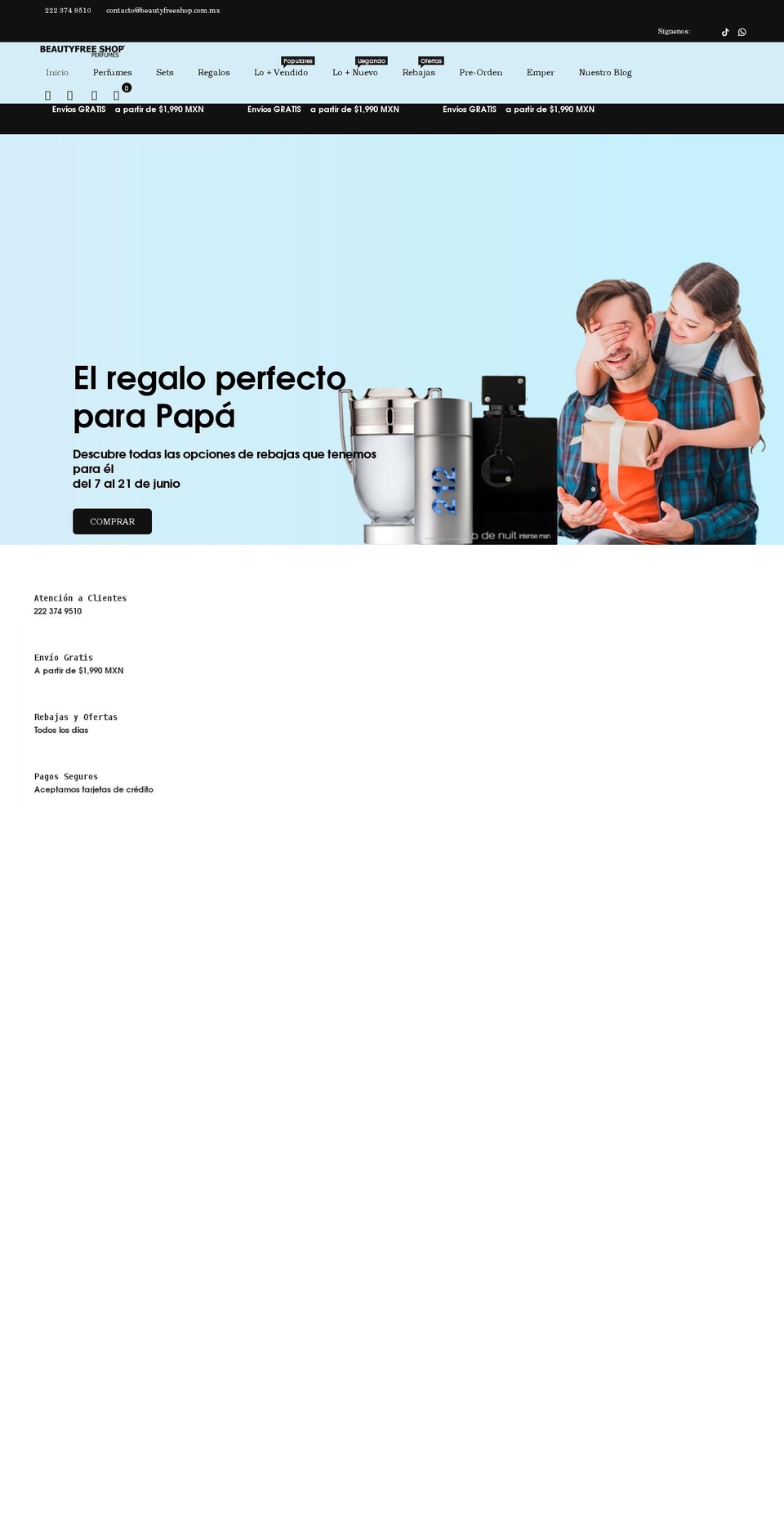 beautyfreeshop.com.mx shopify website screenshot