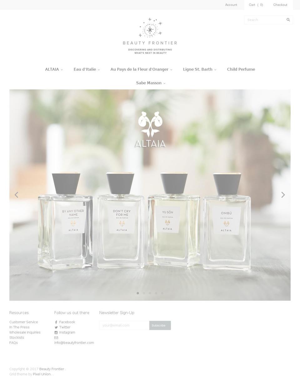 beautyfrontier.com shopify website screenshot