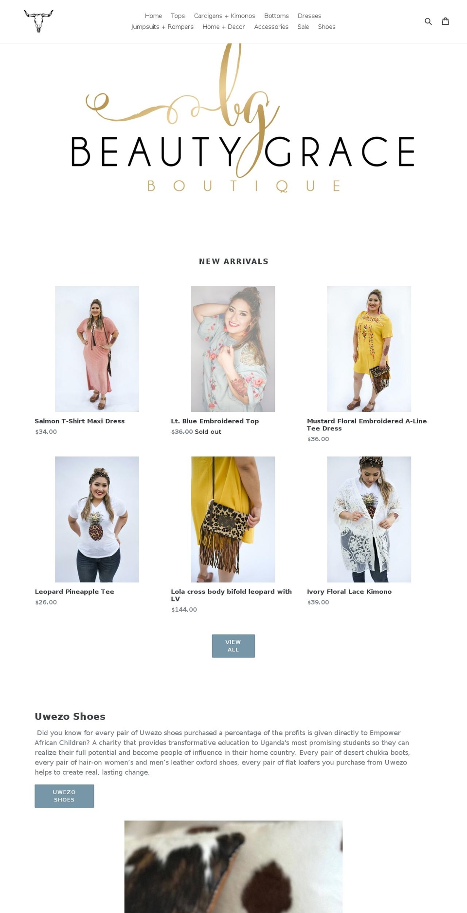 beautygraceboutique.com — Shopify storefront screenshot