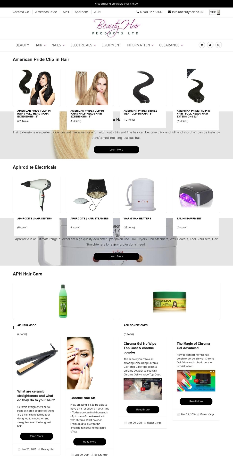 Athens Shopify theme site example beautyhair.co.uk