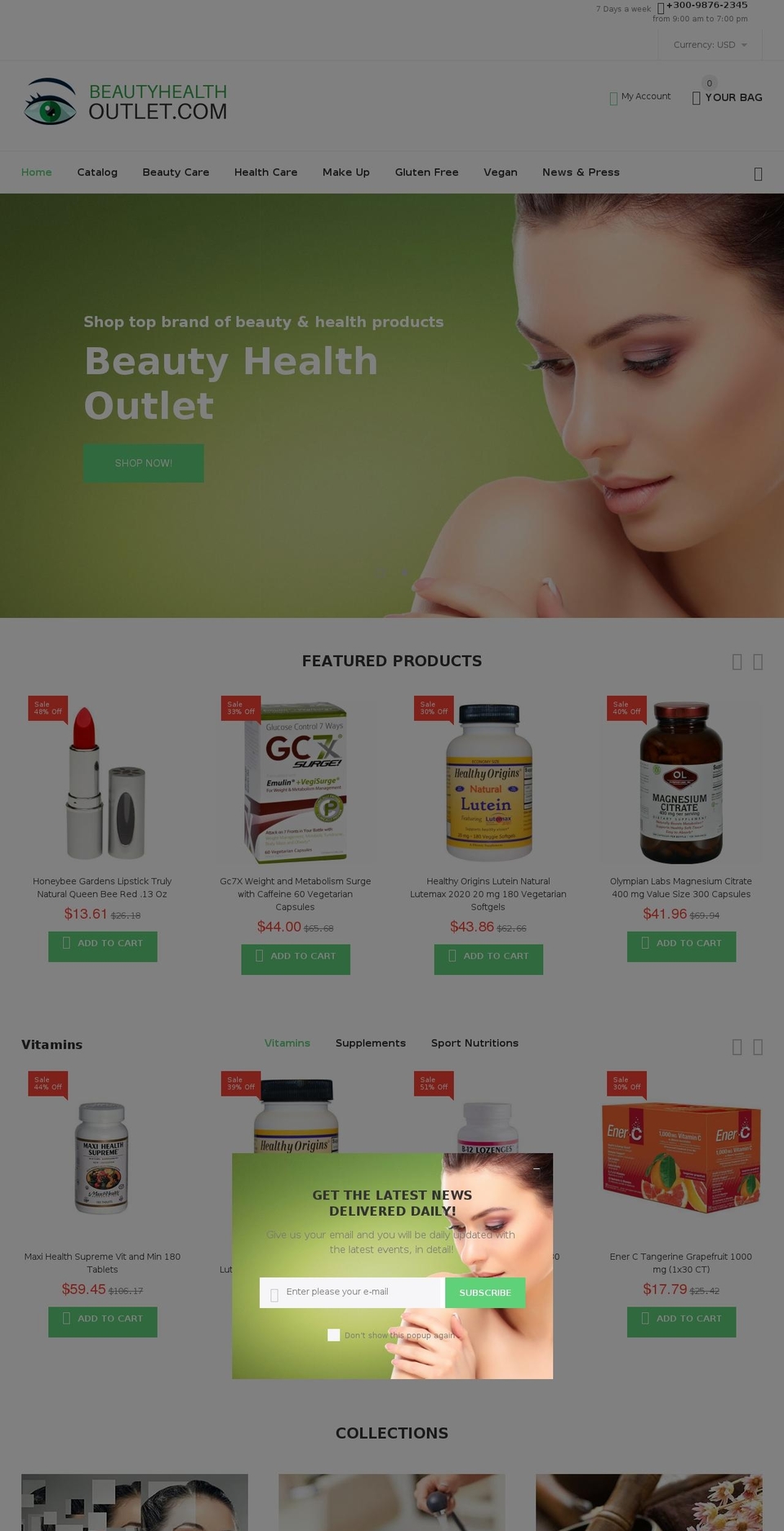 beautyhealthoutlet.com shopify website screenshot