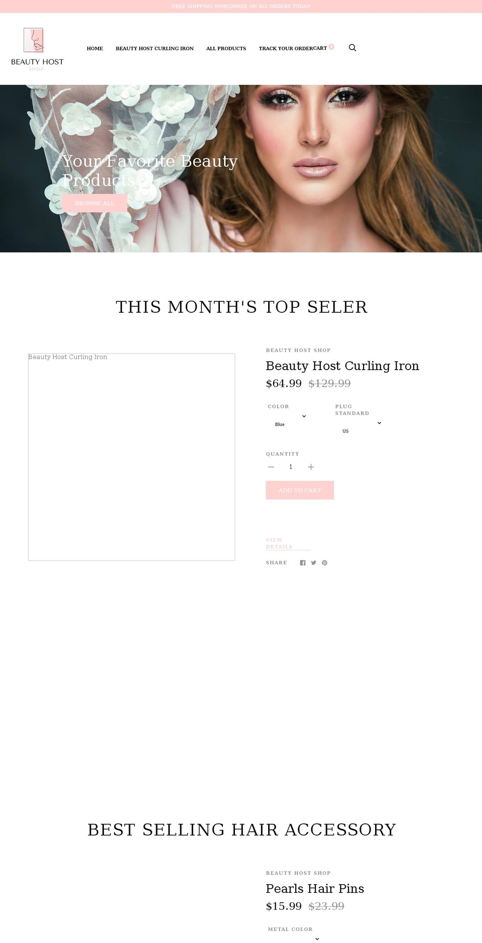beautyhostshop.com shopify website screenshot