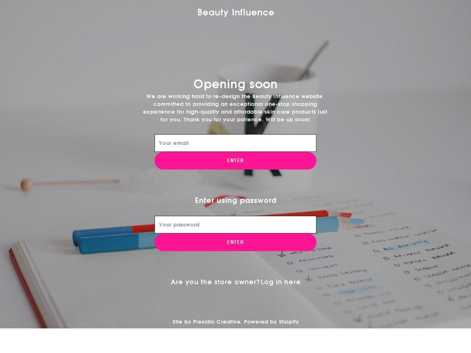 beautyinfluencebrands.com — Shopify storefront screenshot