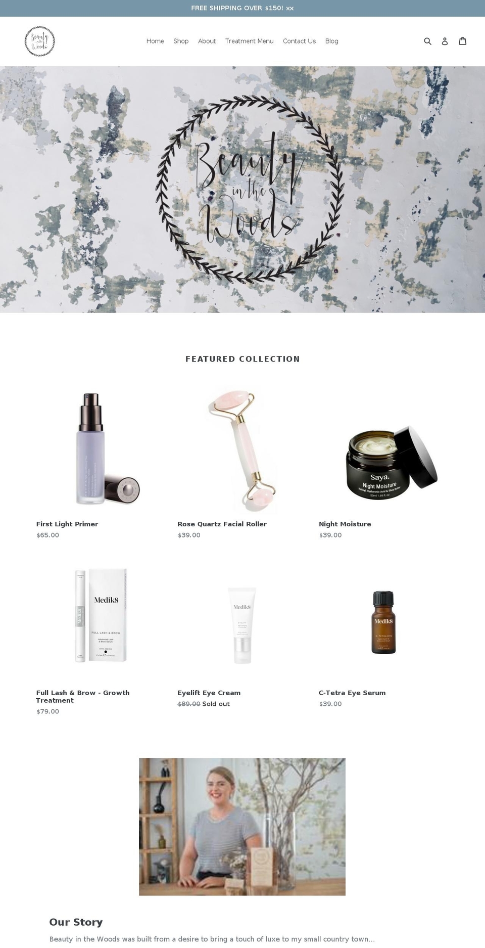 beautyinthewoods.com shopify website screenshot