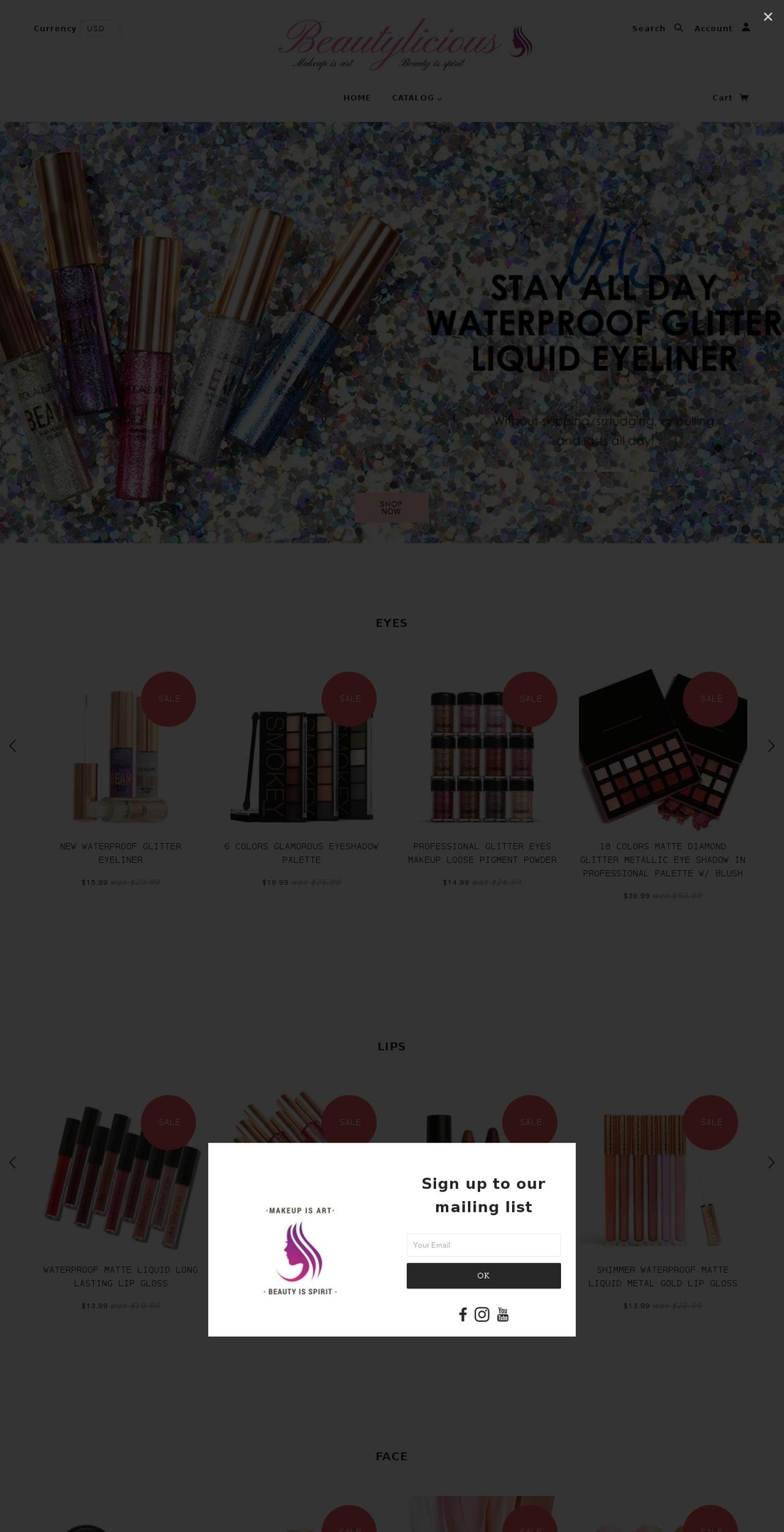 beautylicious-shop.com — Shopify storefront screenshot