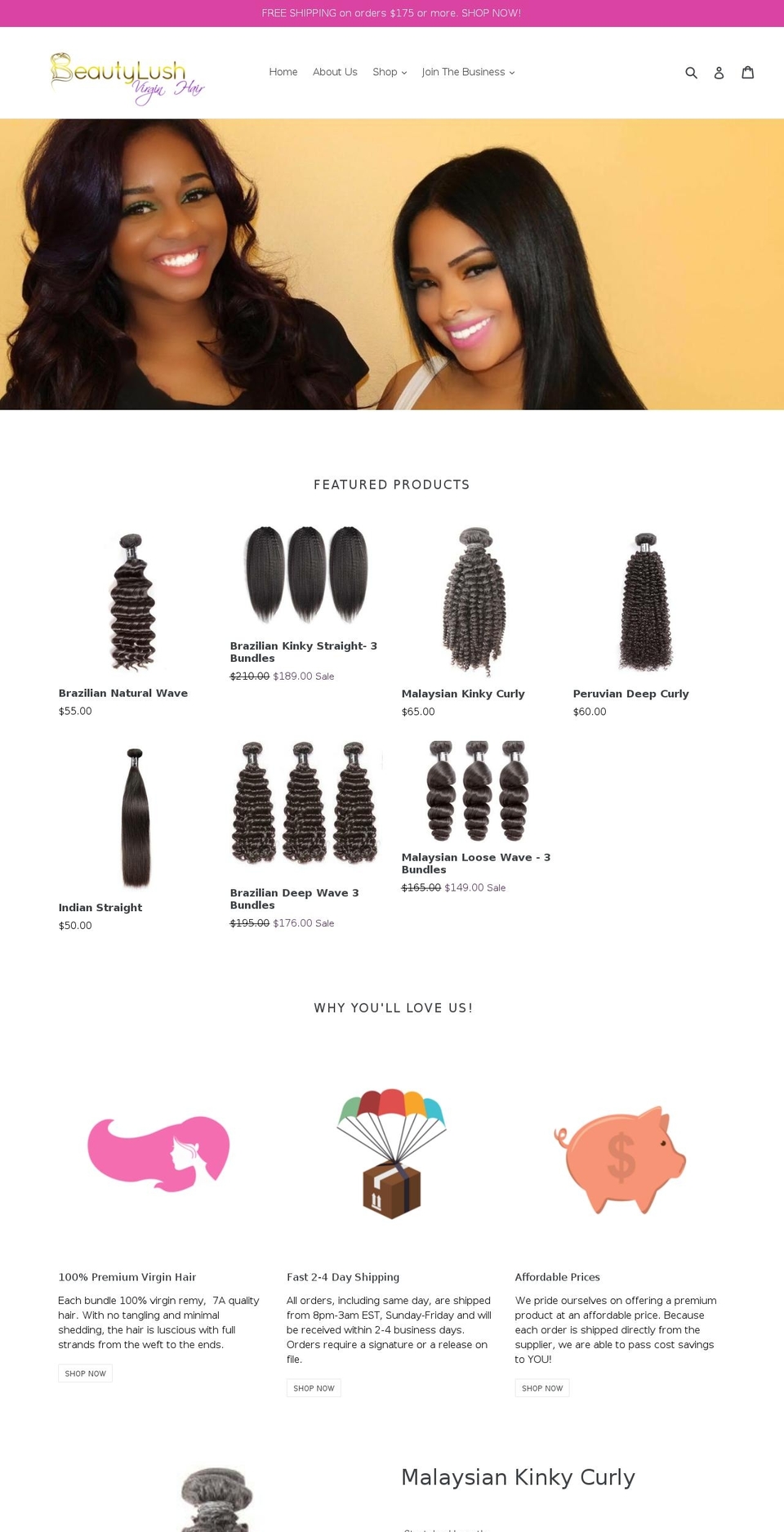 beautylushvirginhair.com — Shopify storefront screenshot
