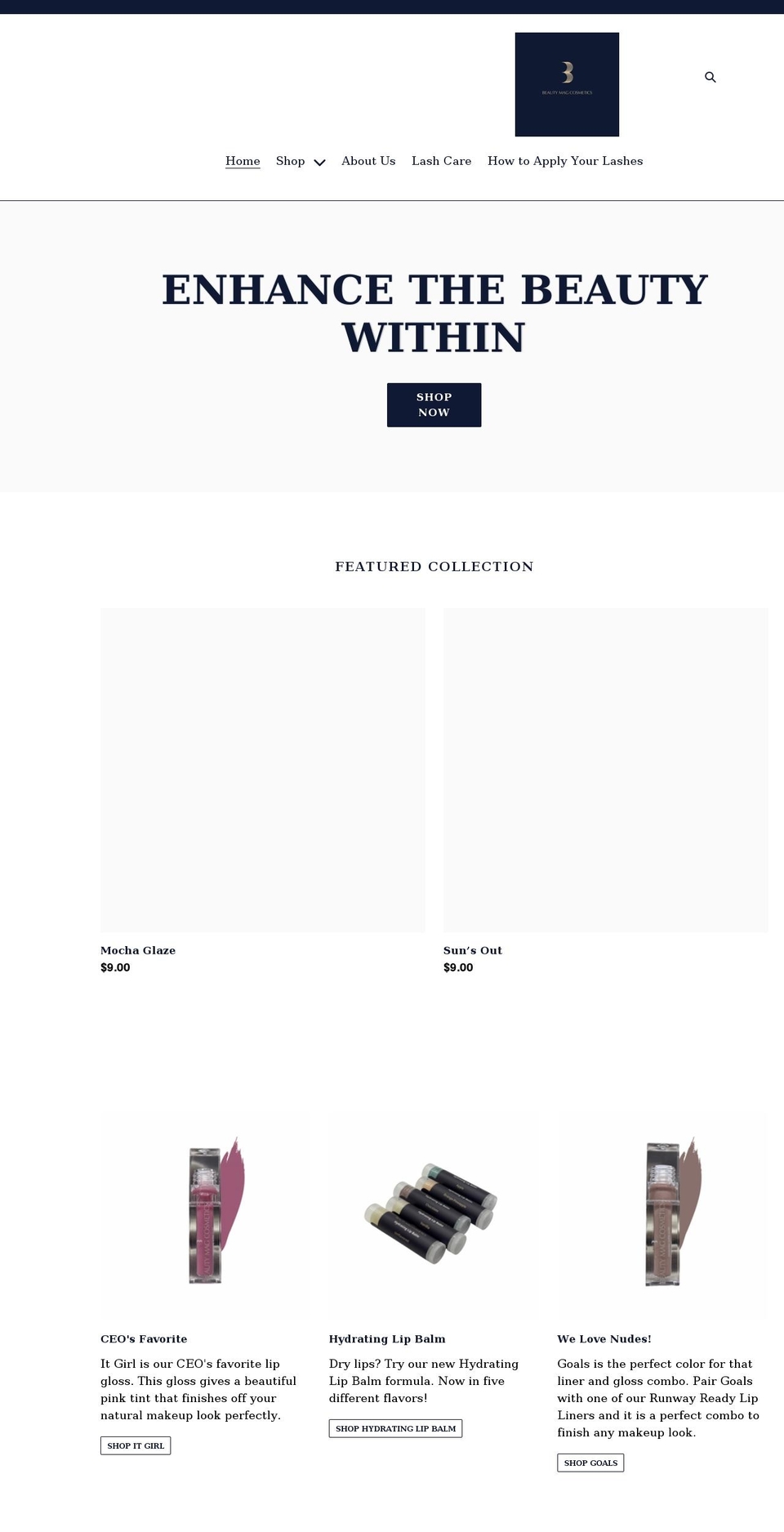 beautymagcosmetics.com shopify website screenshot