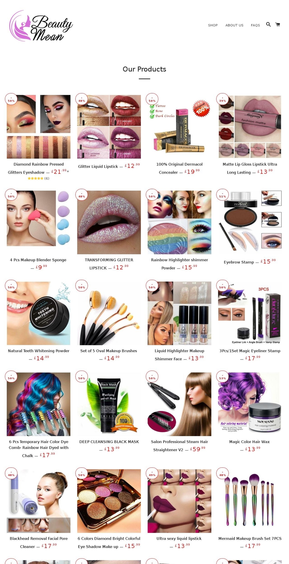 beautymean.com — Shopify storefront screenshot