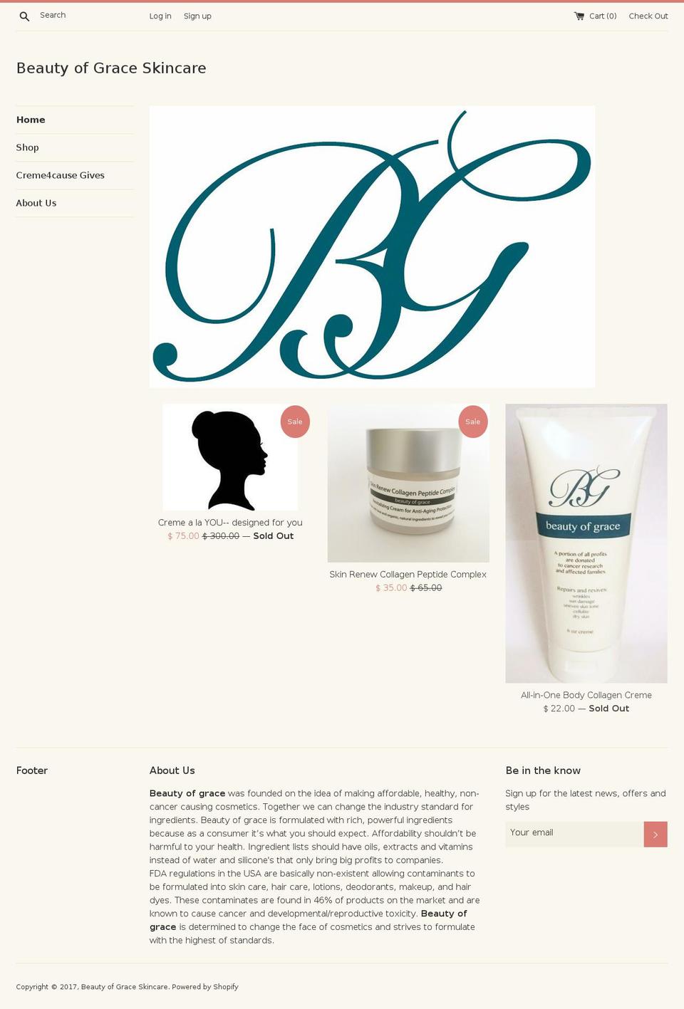 beautyofgraceskincare.com shopify website screenshot