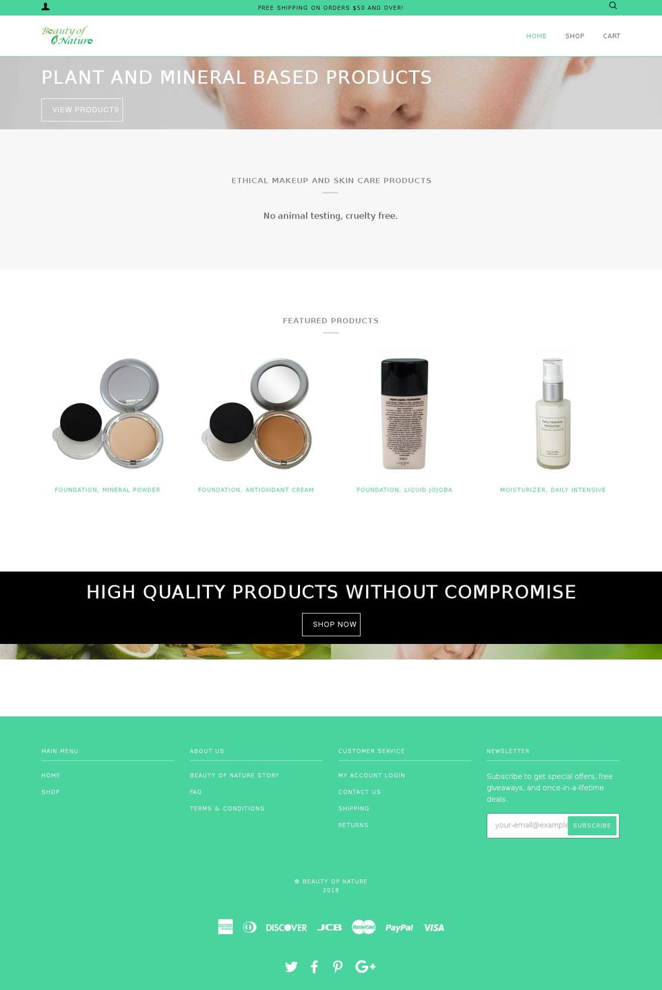 beautyofnature.ca shopify website screenshot