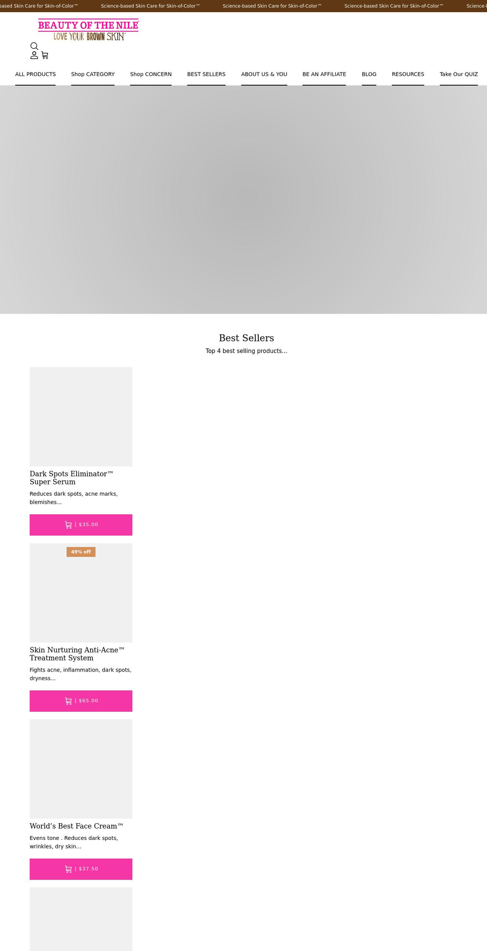 beautyofthenile.com shopify website screenshot