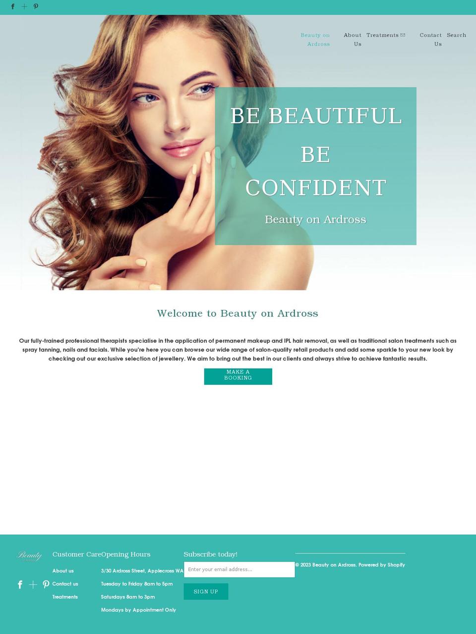 Base Shopify theme site example beautyonardross.com.au