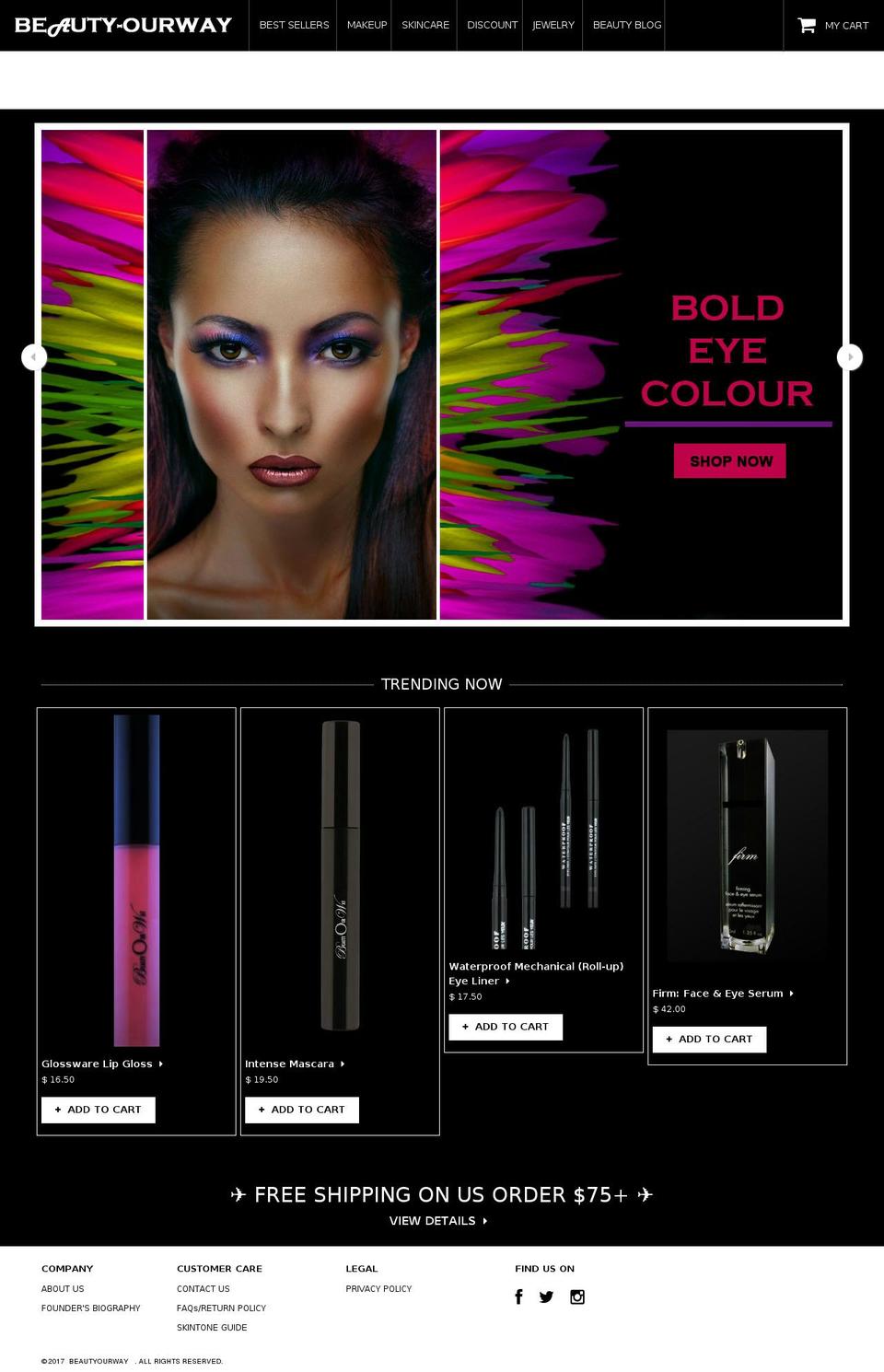 beautyourway.com shopify website screenshot