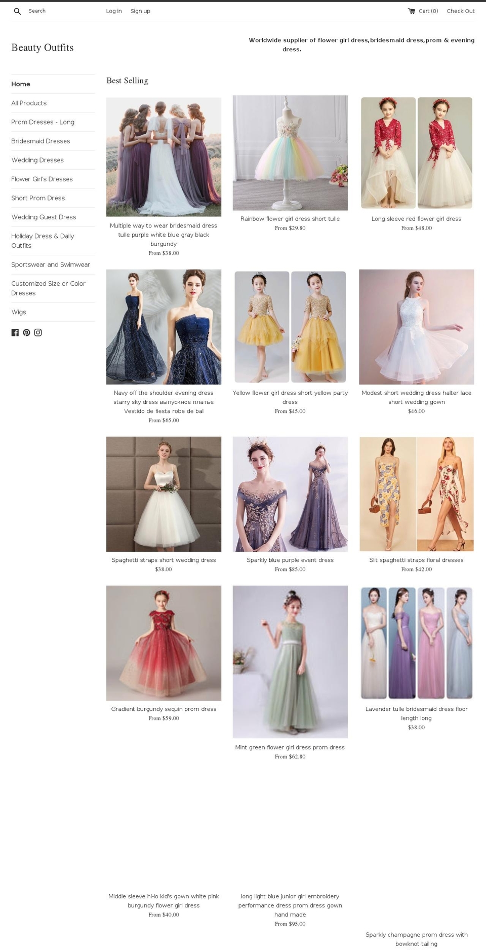 beautyoutfits.com shopify website screenshot