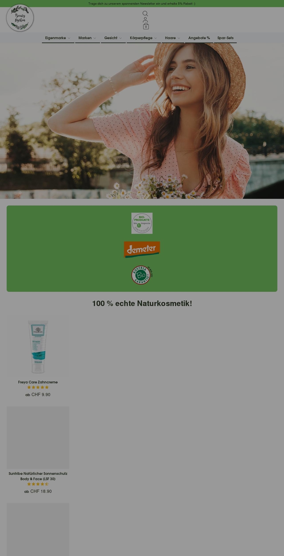 beautypython.ch shopify website screenshot