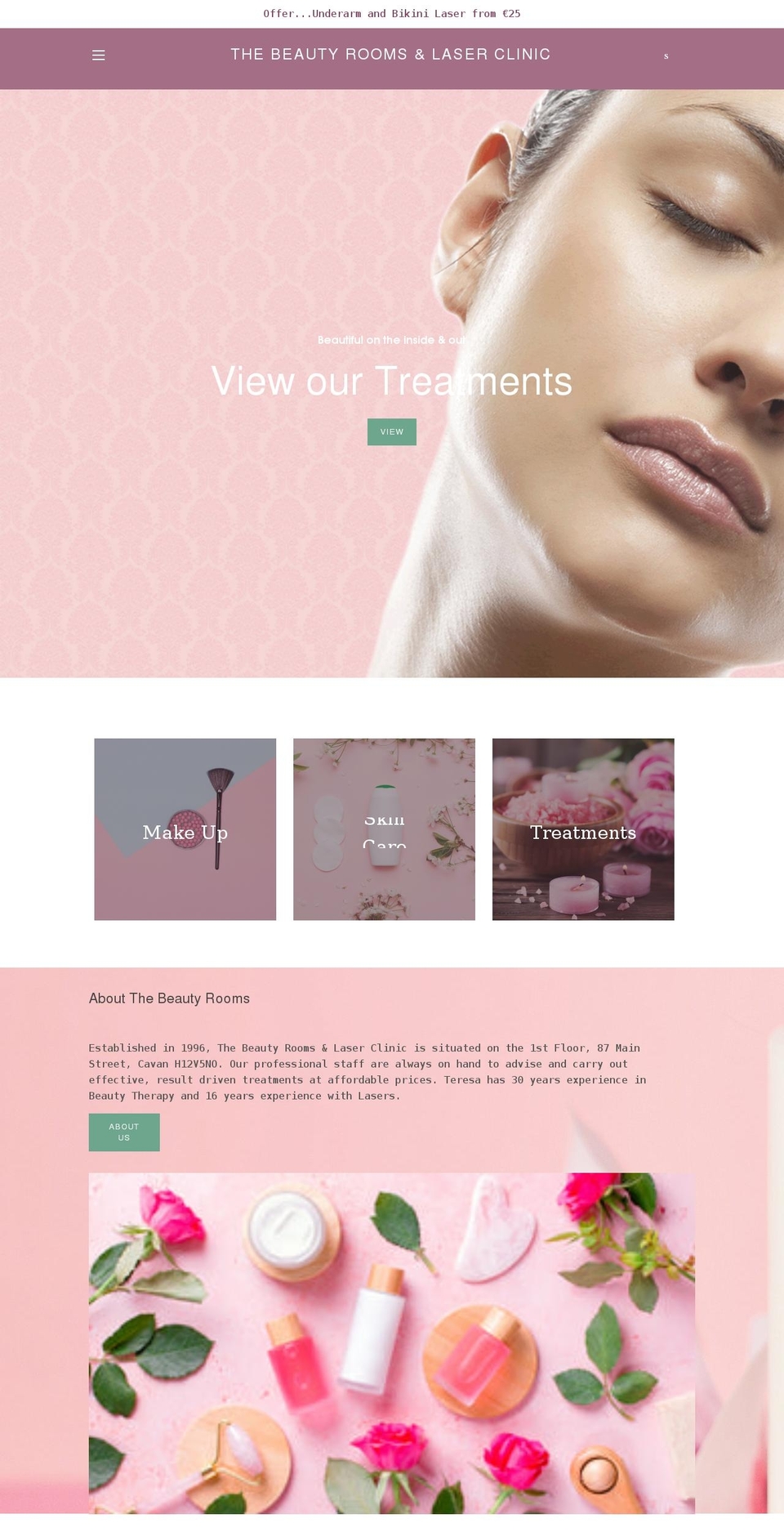 beautyrooms.ie shopify website screenshot