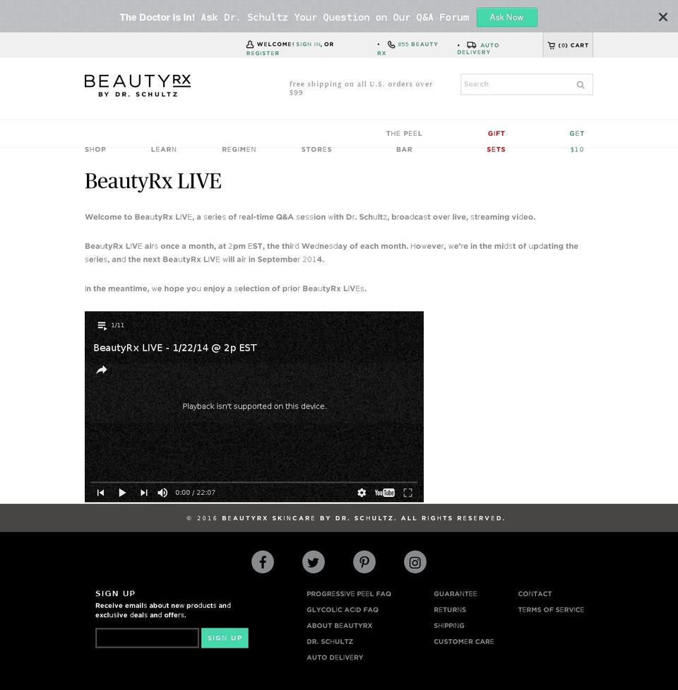 beautyrxlive.net shopify website screenshot