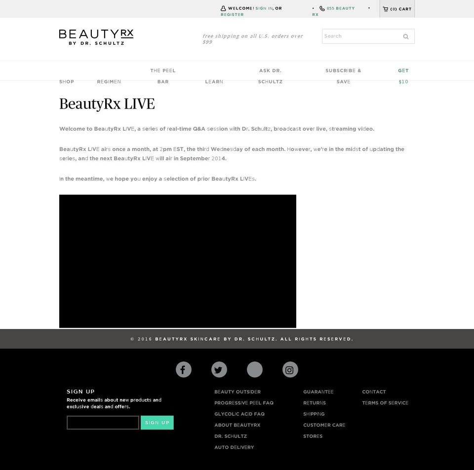 beautyrxlive.org shopify website screenshot