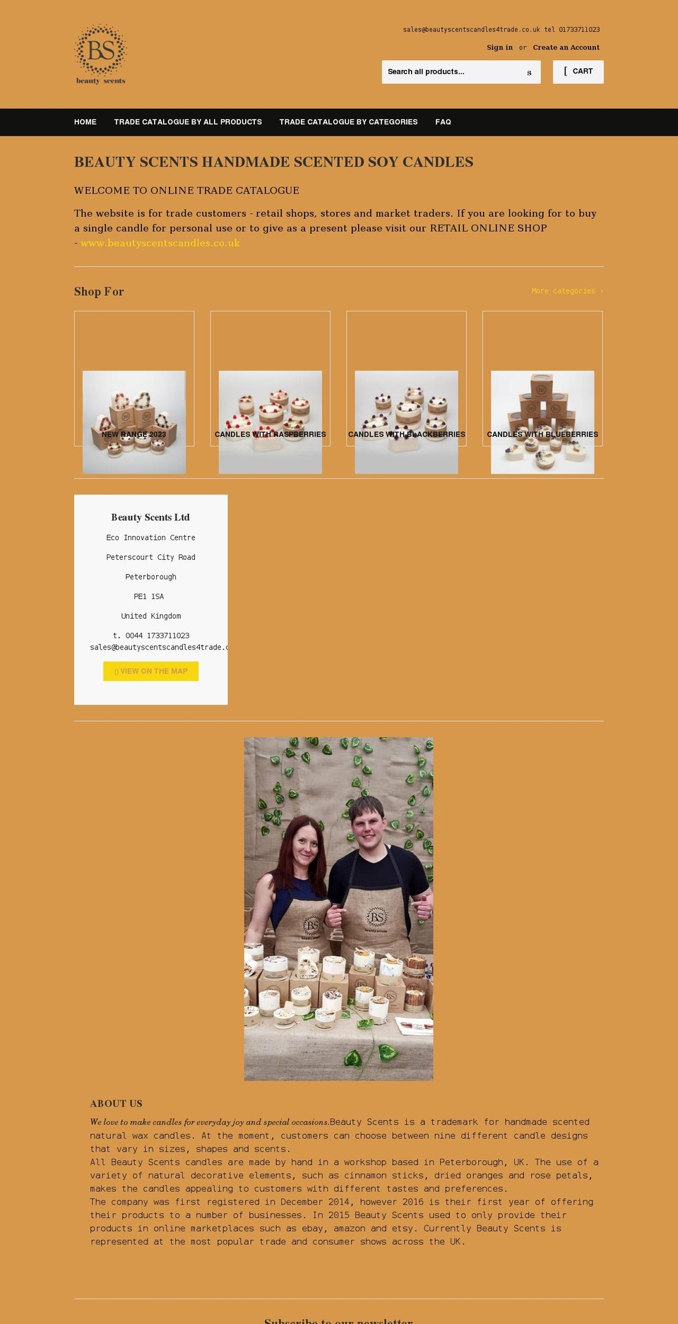 beautyscentscandles4trade.co.uk shopify website screenshot
