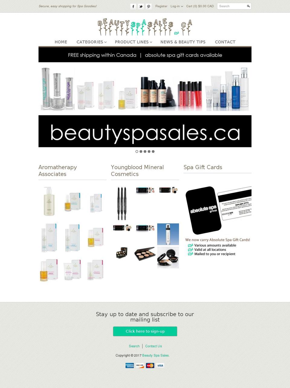 beautyspasales.ca shopify website screenshot