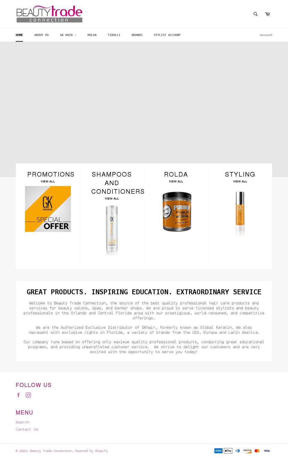 beautytradeconnection.com shopify website screenshot
