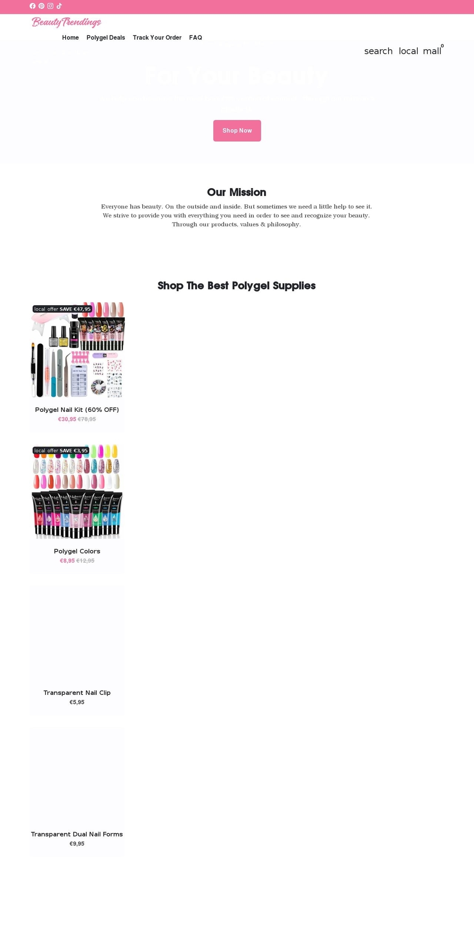 beautytrendings.com shopify website screenshot