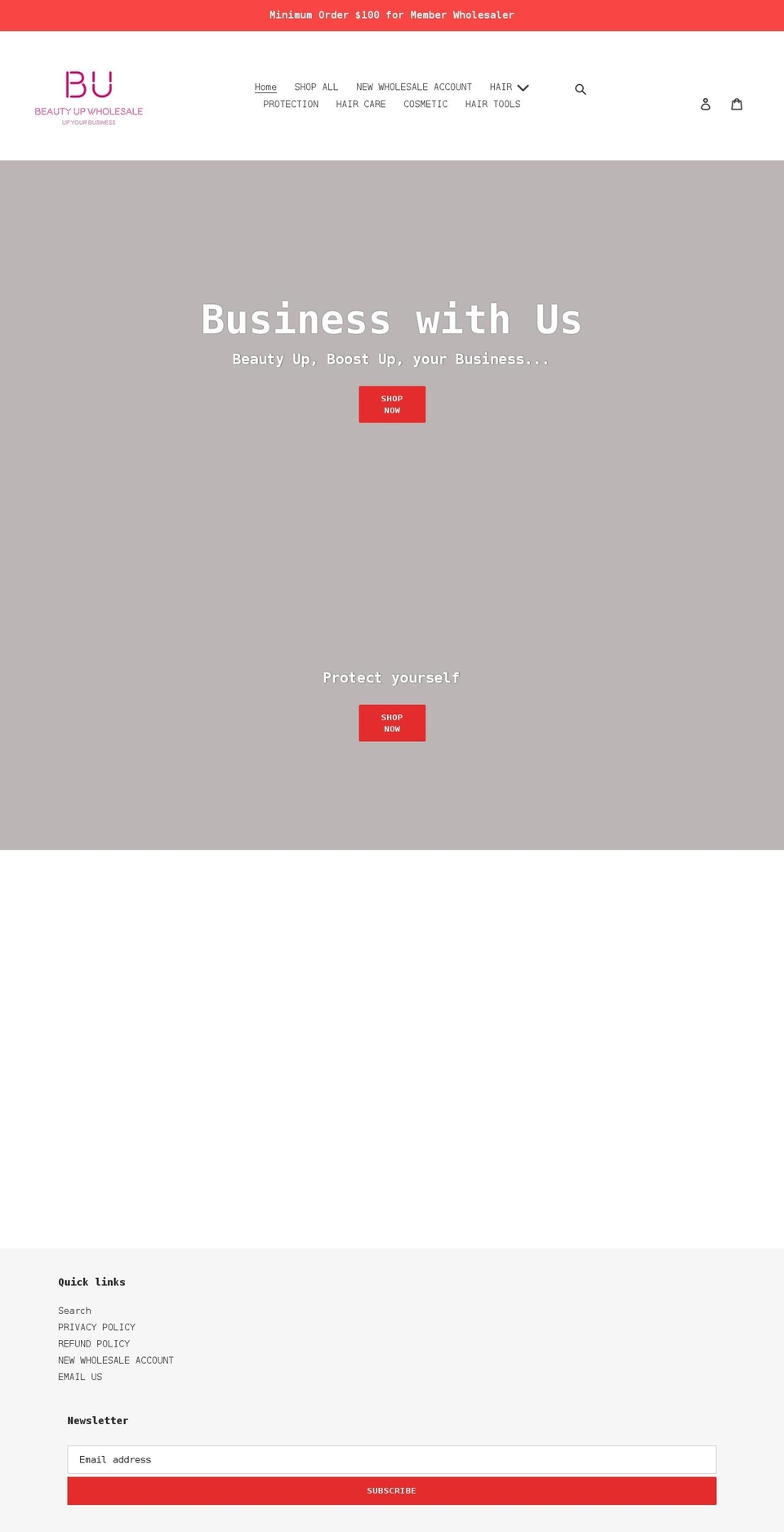 beautyupwholesale.com shopify website screenshot