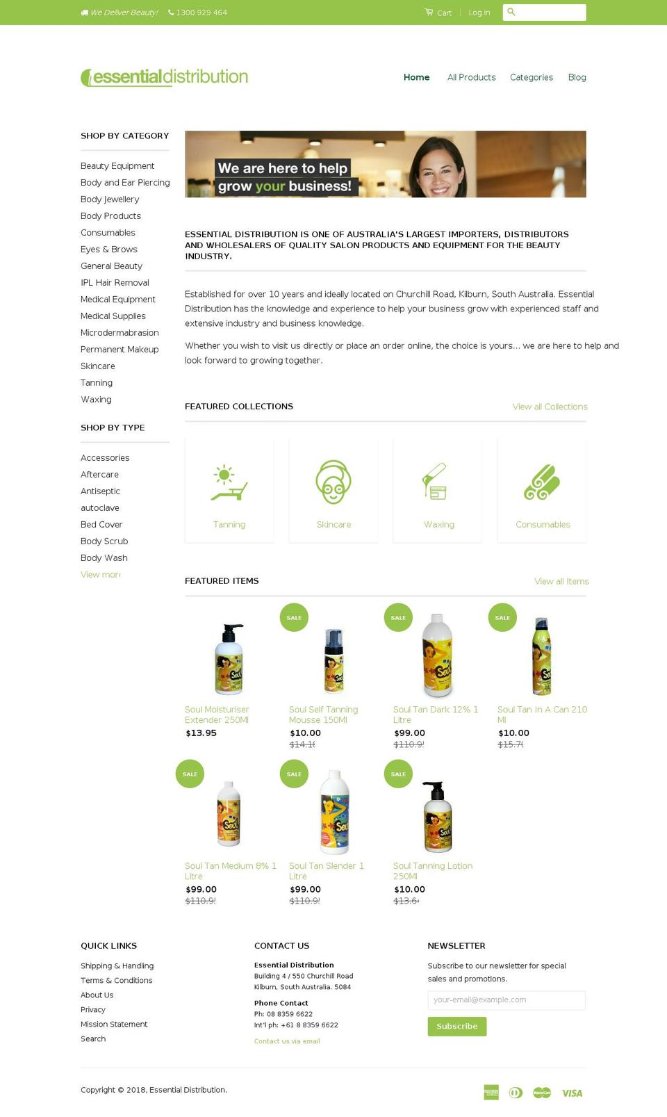 Essential Distribution Shopify theme site example beautywholesalers.com.au