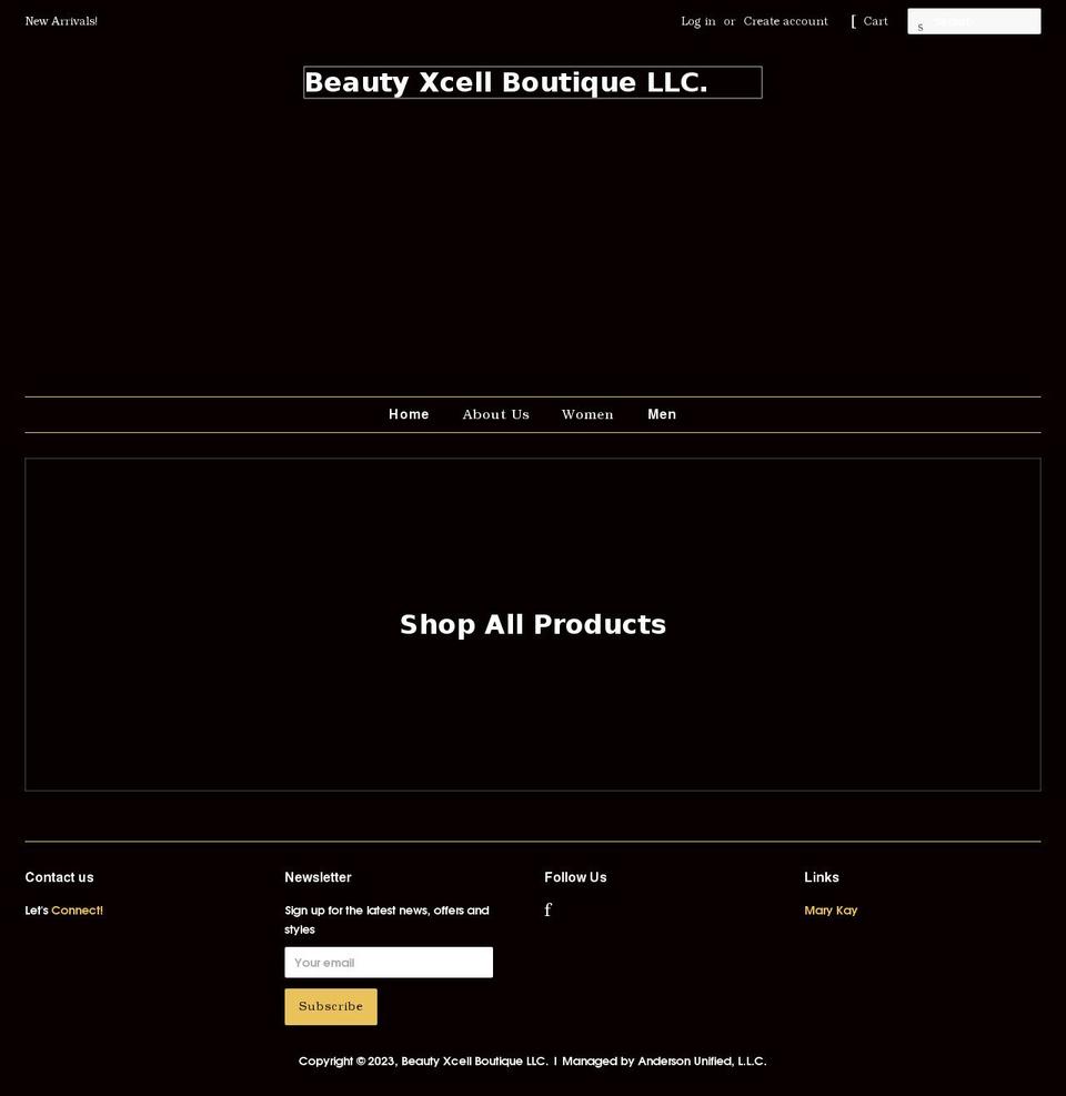 beautyxcellboutique.com shopify website screenshot
