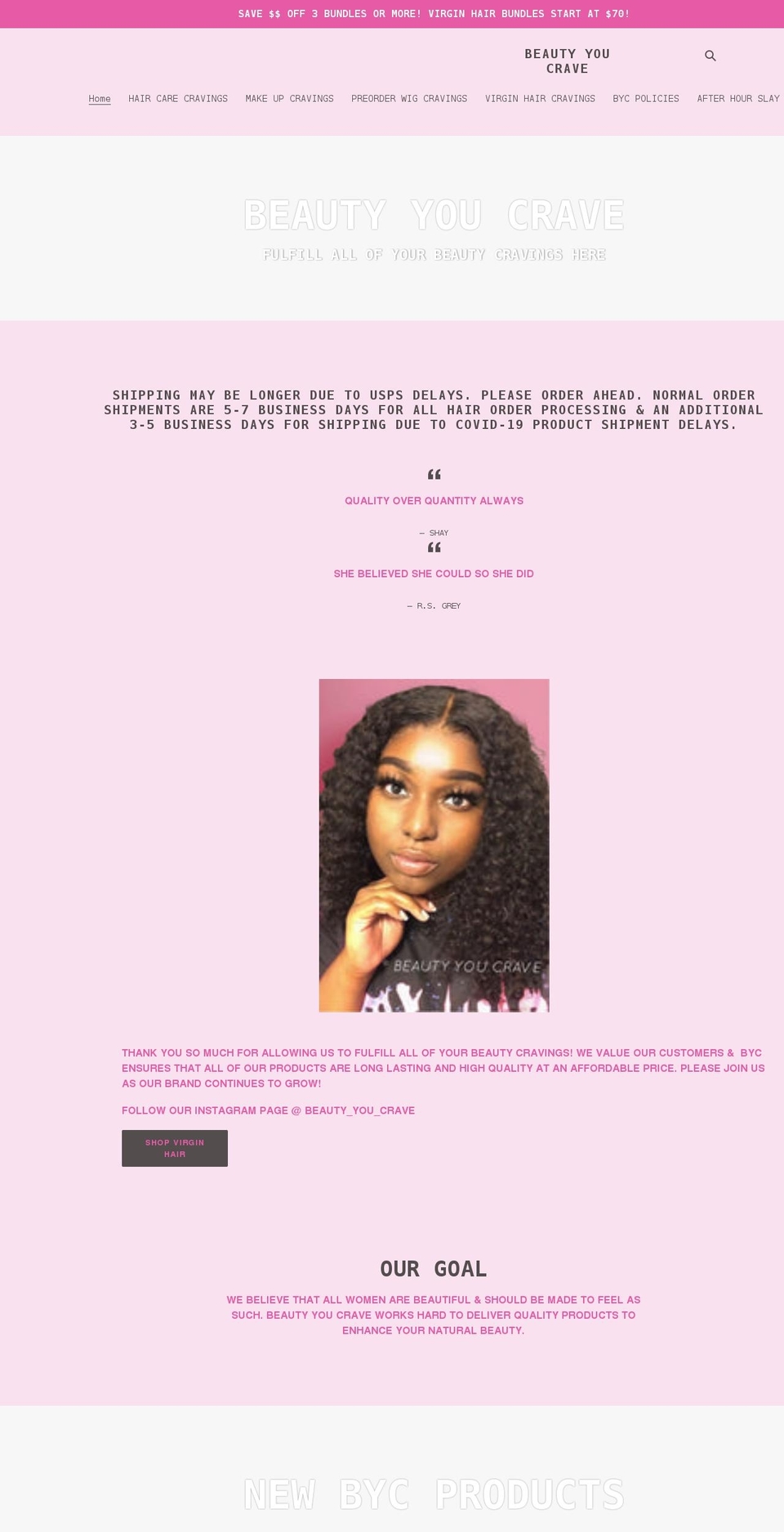 beautyyoucrave.com shopify website screenshot