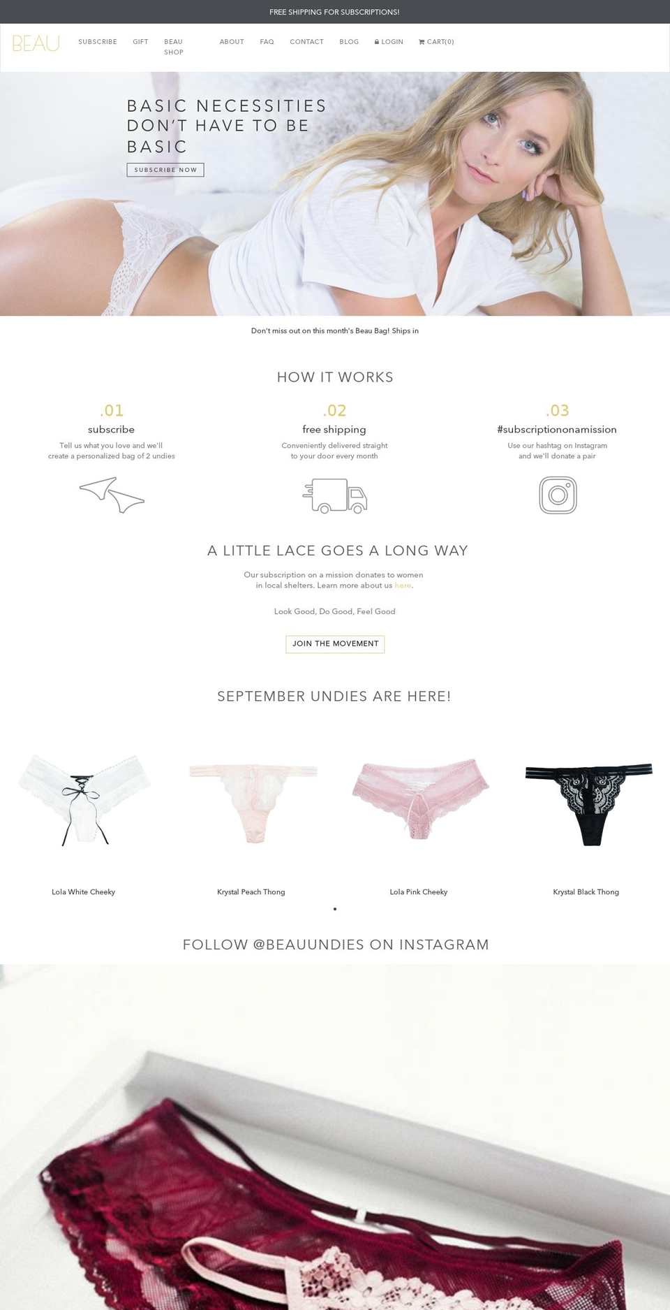 beauundies.com shopify website screenshot