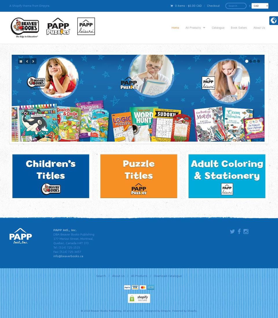 beaverbooks.ca shopify website screenshot