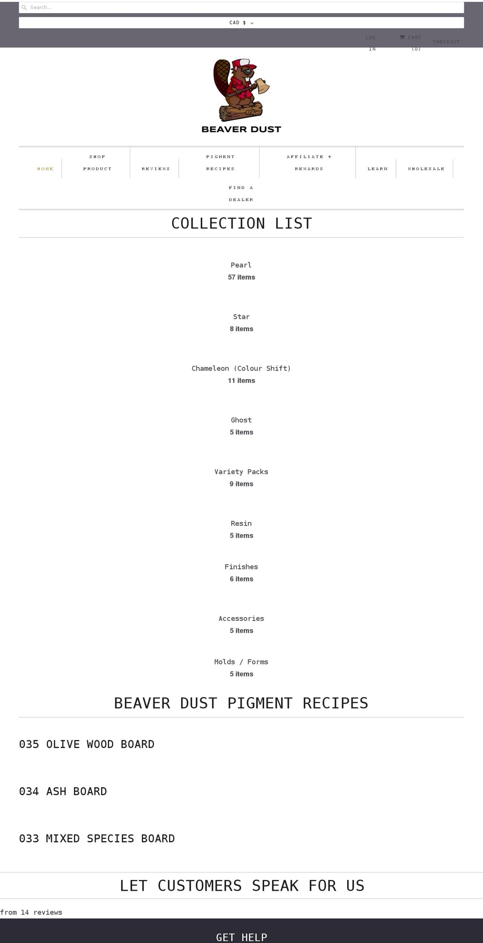 beaverdust.com shopify website screenshot