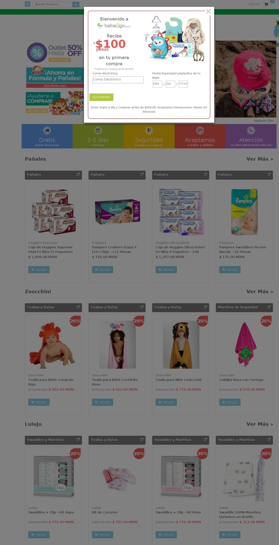 bebe2go.mx shopify website screenshot