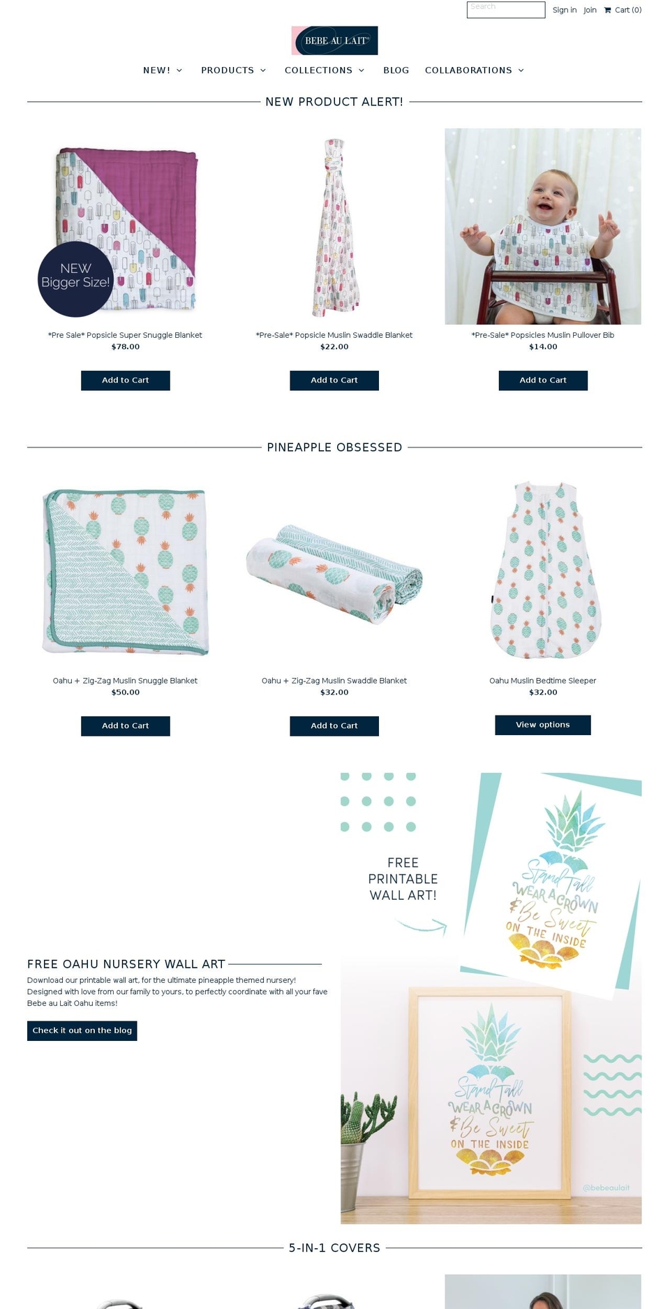 bebeaulait.com — Shopify storefront screenshot