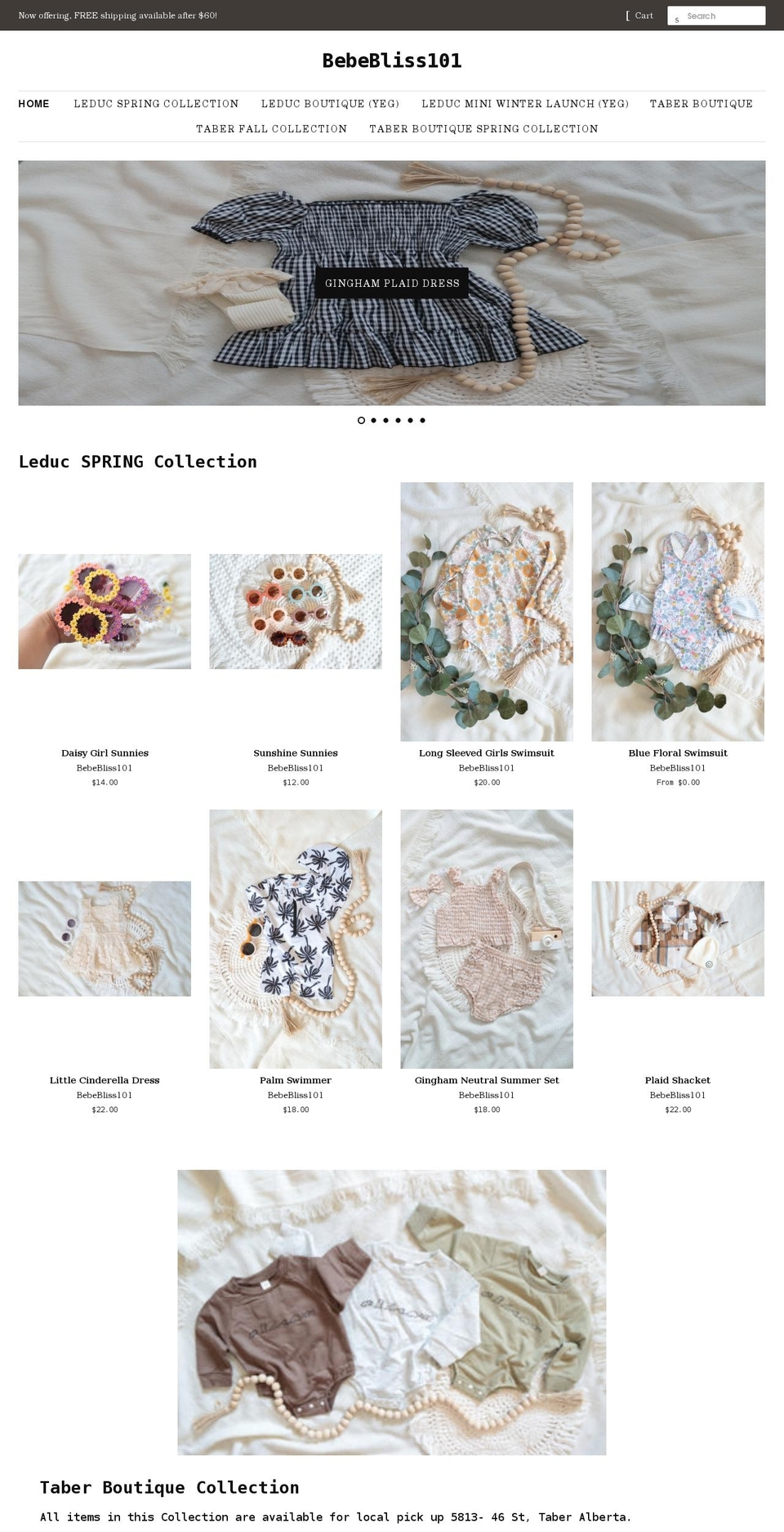 bebebliss.ca shopify website screenshot